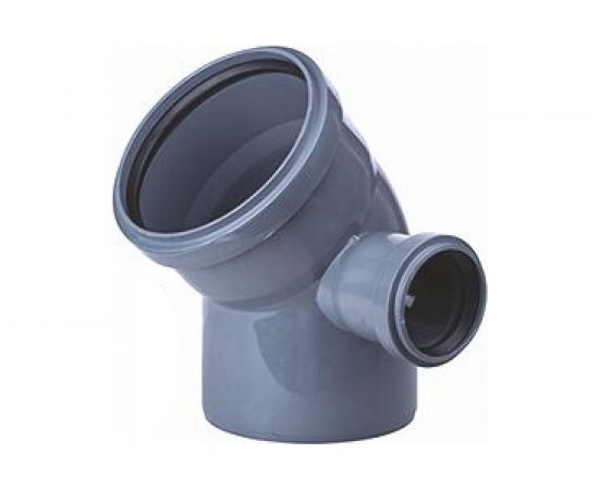 Отвод ООО МультиМирПласт 110/50/45 серый, правый ОТВ ВК 110/50/45 ПР 