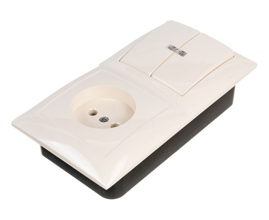 Комбинированный блок Кунцево-Электро СЕЛЕНА скрытой установки выключатель с подсветкой+розетка БКВР-418 с/к 8180 