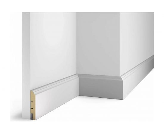 Плинтус COSCA DECOR AP07 под покраску, белый, 80x16x2400 мм, МДФ, с пазом СПБ077579 