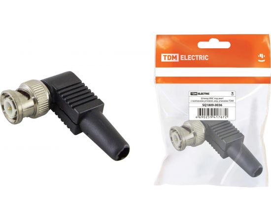 Штекер BNC TDM под винт, с колпачком, угловой, индивидуальная упаковка SQ1809-0036 