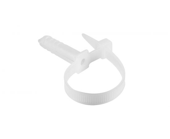 Нейлоновая хомут-стяжка с дюбелем REXANT 150x7 мм, белая, упаковка 50 шт. 07-0176 