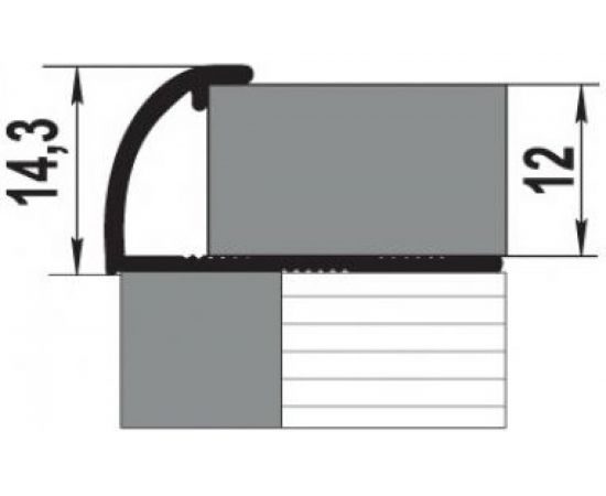 Профиль для плитки ЛУКА алюминиевый окантовочный, 9 мм, 2.7 м, анодированный, шампань УТ000021481 – изображение 2