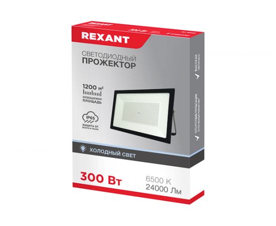 Светодиодный прожектор REXANT LED 300 Вт 24000 Лм 6500 K черный корпус 605-030 – изображение 2
