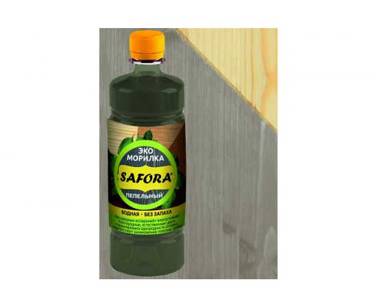 Морилка водная SAFORA для дерева, пепельный, 500 мл 028 – изображение 2