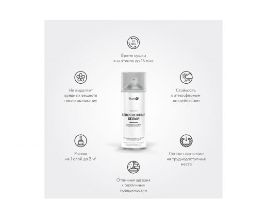 Быстросохнущая краска для предметов декора Elcon белоснежно белый, аэрозоль, 520 мл 00-00462254 – изображение 2