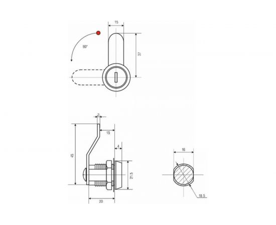 Почтовый замок ООО Комус EU 20x90, изогнутый ригель 718449 – изображение 3