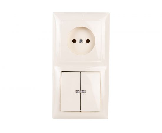 Комбинированный блок Кунцево-Электро СЕЛЕНА скрытой установки выключатель с подсветкой+розетка БКВР-418 с/к 8180 – изображение 3