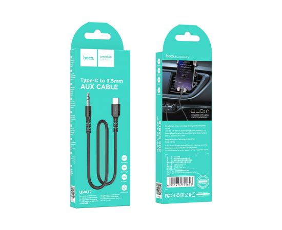 Аудио кабель Hoco UPA17, Type-c - джек 3.5, 1м, черный, 6931474751690 – изображение 3