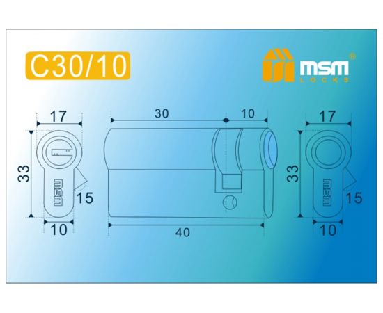 Цилиндровый механизм MSM перф. ключ-ключ, C 40 мм 30/10 SN 7500 – изображение 3