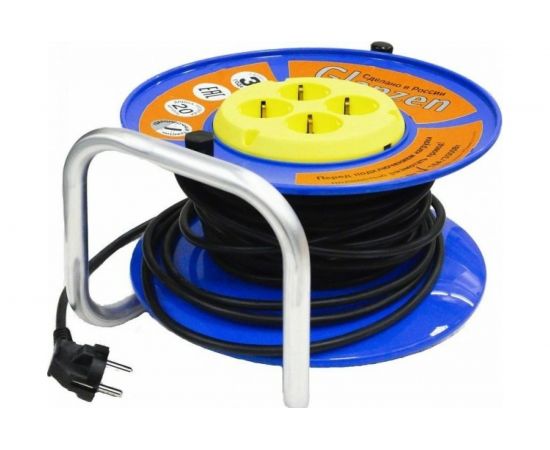 Силовой удлинитель на катушке Glanzen 4 гнезда ПВС 3x1,5 арт. EB-20-019 00-00006727 – изображение 3