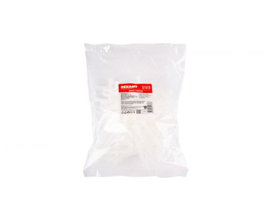 Нейлоновая хомут-стяжка с дюбелем REXANT 150x7 мм, белая, упаковка 50 шт. 07-0176 – изображение 9