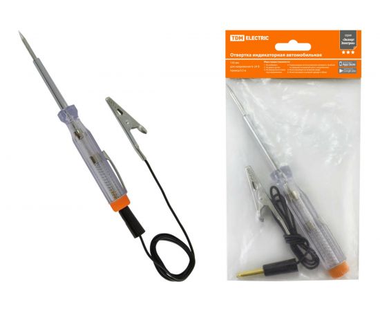 Автомобильная отвертка-пробник индикатор ЭкспертЭлектрик 135 мм, 6-24В, провод 0.5м TDM SQ1015-0005 