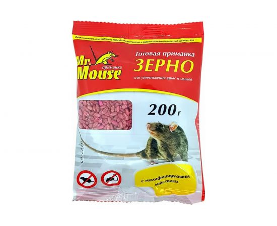 Зерновая приманка mr.mouse 200г, в пакете М-938 