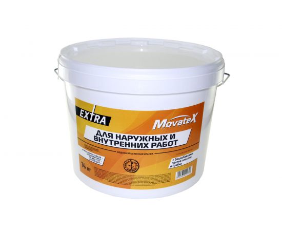 Водоэмульсионная краска Movatex EXTRA для наружных и внутренних работ, 14 кг Т11868 