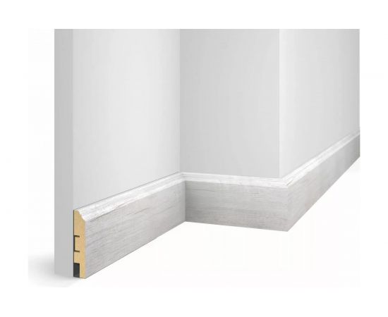 Плинтус COSCA DECOR WP07 экошпон, дуб Эффект светло-серый, 80x16x2400 мм, МДФ СПБ103728 