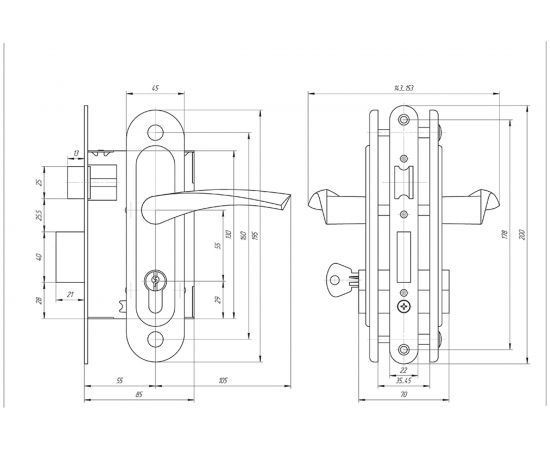 Врезной замок ПТИМАШ ЗВ4-3.08 ЗВ4-1.55 медь А1239 – изображение 3