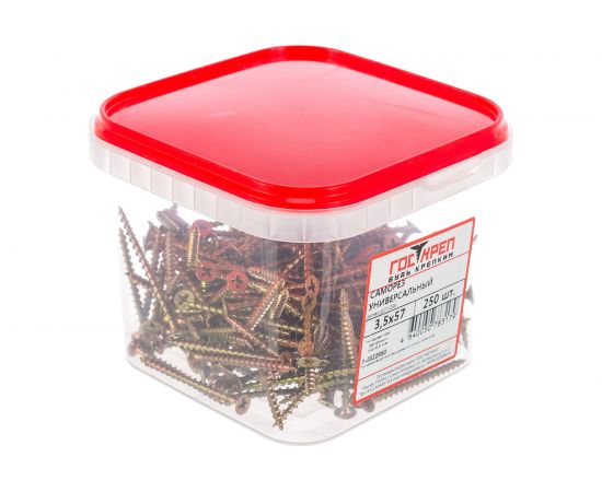 Универсальный саморез Госкреп дерево/ДСП/OSB 3,5х57мм 250шт б.пл.конт. 1000 мл 1-0022690 – изображение 6