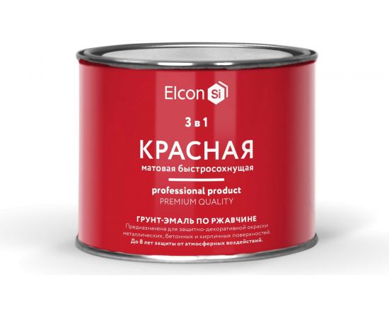 Грунт-эмаль по ржавчине 3в1 Elcon (матовая; красная; 0,4 кг) 00-00462644 