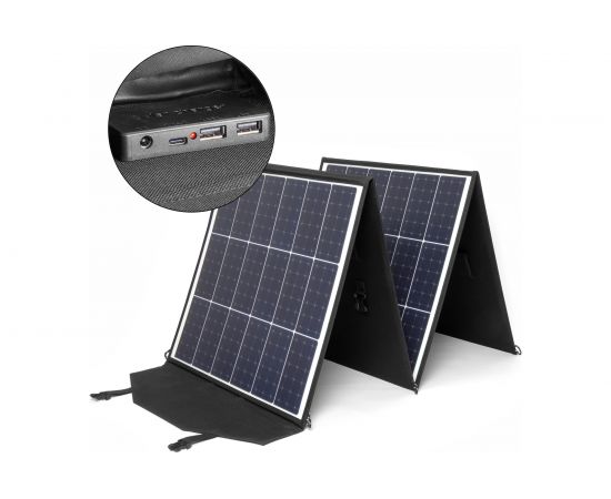 Влагозащищенная складная солнечная батарея TopOn 200W 18V DC, Type-C PD 60W, USB QC3.0 18W, USB 12W, на 4 секции TOP-SOLAR-200 