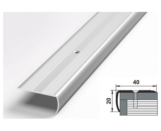Порог угловой алюминиевый (40х20 мм, 1,35 м, анодированный, Серебро) ЛУКА 00000003160 – изображение 2