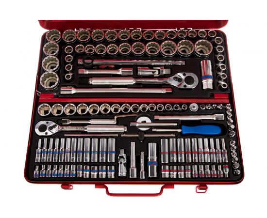 Набор торцевых головок с принадлежностями (1/4"&3/8"&1/2", двенадцатигранные, 4-32 мм, 5/32"-1&1/4", 135 предметов) KING TONY 9033CR – изображение 2