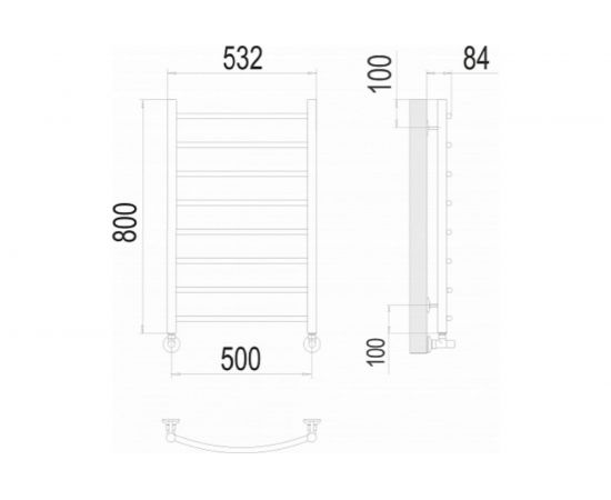Terminus Полотенцесушитель Классик П8 500x800 4670078530271 – изображение 3