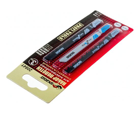 Пилки для лобзика Т144D/118A/111C (3 шт; 1.1-3 мм; 100 мм; дерево/металл/пластик) SKRAB 20841 – изображение 3