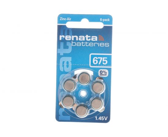 Батарейки для слуховых аппаратов Renata ZA 675 BL-6 (1.4V/640mAh) 4390 