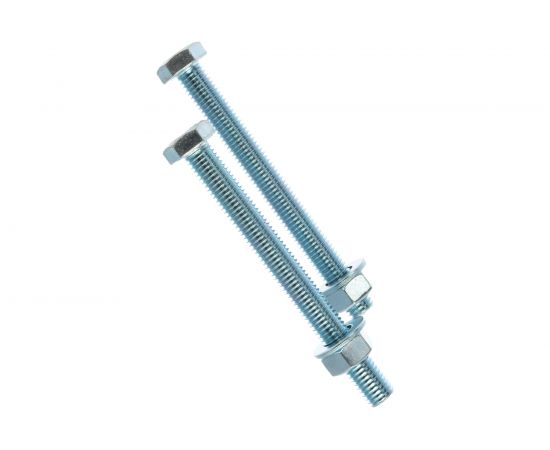 Болт Tech-Krep DIN933 с шестигранной головкой, оцинкованный М12х120 + гайка + шайба 2 шт - пакет 136929 