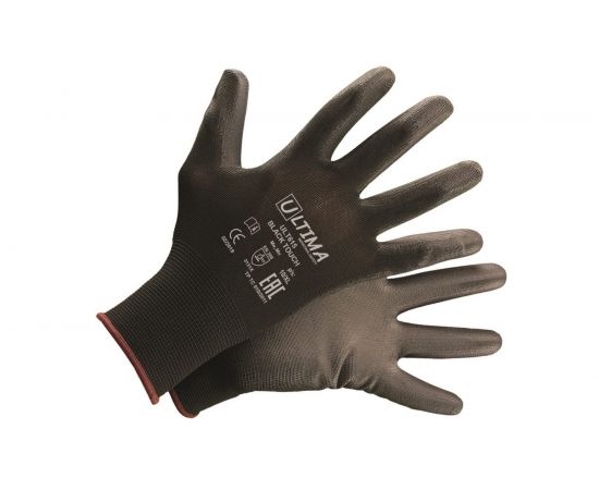 Нейлоновые перчатки с полиуретановым покрытием ULTIMA BLACK TOUCH черные ULT615/XL 