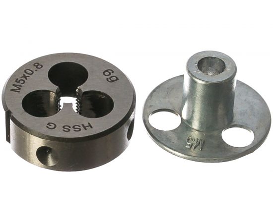 Круглая ручная плашка с направляющей в наборе М5х0.8, HSS, Ф25х9 мм Thorvik D-DRIVE MDG508 52861 