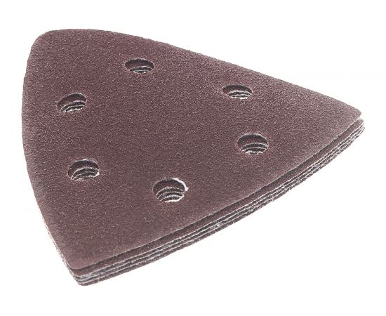 Универсальный шлифовальный треугольник STAYER на велкро основе 6 отверстий Р100 93x93x93 мм 5 шт. 35460-100 – изображение 2