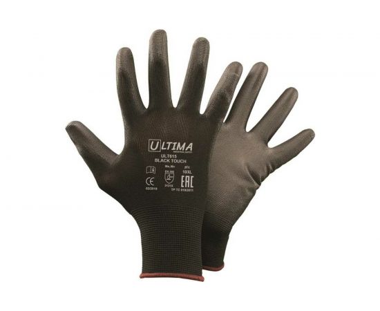 Нейлоновые перчатки с полиуретановым покрытием ULTIMA BLACK TOUCH черные ULT615/XL – изображение 2