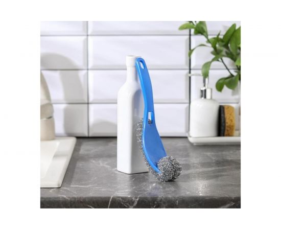 Металлическая губка для посуды Доляна с ручкой, 24х5 см 1406047 – изображение 2