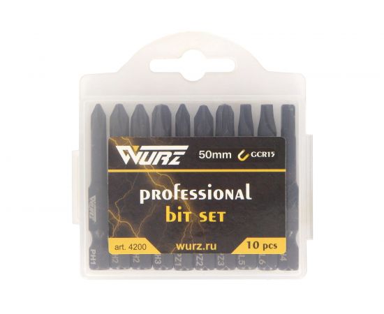 Набор магнитных бит (10 шт; 50 мм) WURZ 4200 – изображение 2