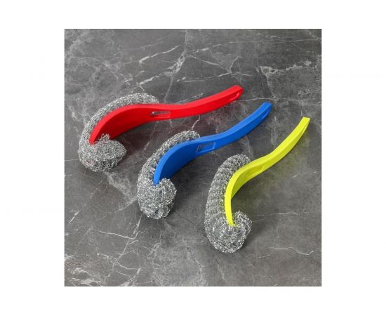 Металлическая губка для посуды Доляна с ручкой, 24х5 см 1406047 – изображение 4