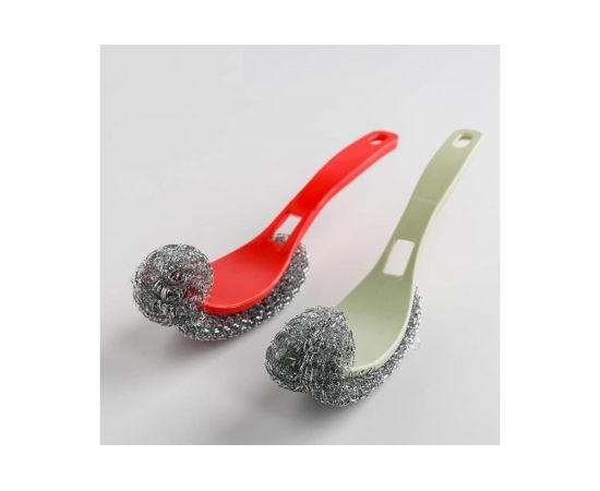 Металлическая губка для посуды Доляна с ручкой, 24х5 см 1406047 – изображение 5