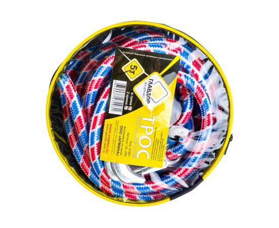 Альпинистский трос-шнур ГЛАВДОР GL-254 5 т х 16 мм, 2 крюка, в сумке 51961 