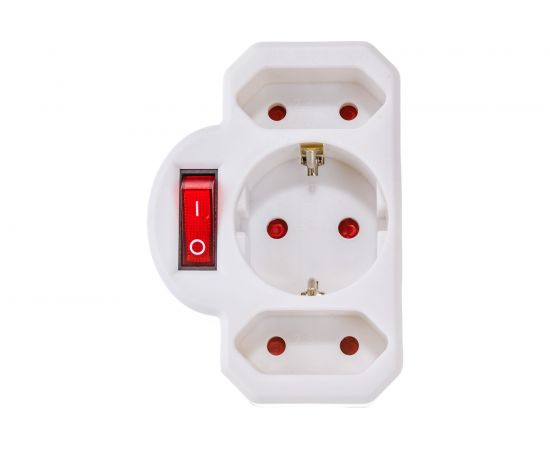 Разветвитель Navigator 94 698 NAD-3-R2F-WH 3 гнезда в ряд, 1 гнездо с заземлением, 2 гнезда без заземления 94698 