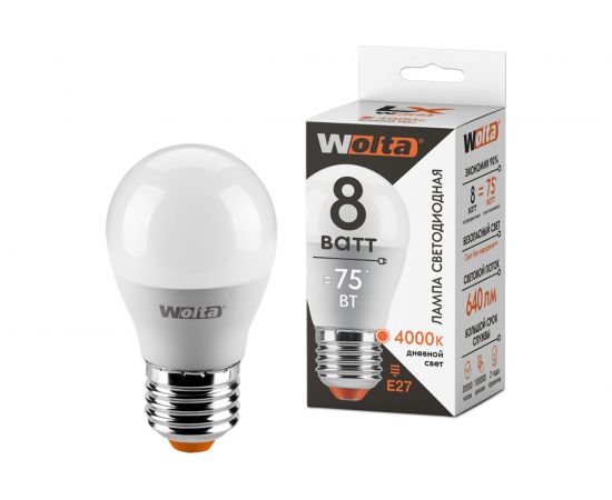 Лампа WOLTA LX G45 E27 8W 4000K 30S45GL8E27 