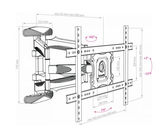 TV кронштейн Arm media COBRA 60 black 10237 – изображение 2