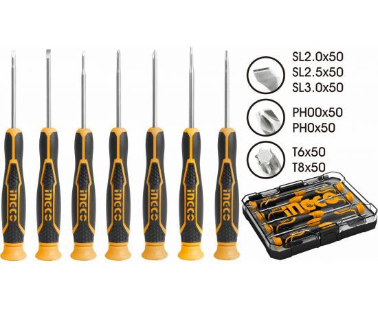Набор отвёрток для точных работ INGCO 7 шт INDUSTRIAL HKSD0718 – изображение 2