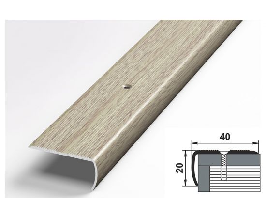Порог угловой алюминиевый декоративный (40х20 мм, 1,35 м, Дуб беленый) ЛУКА УТ000000731 – изображение 2