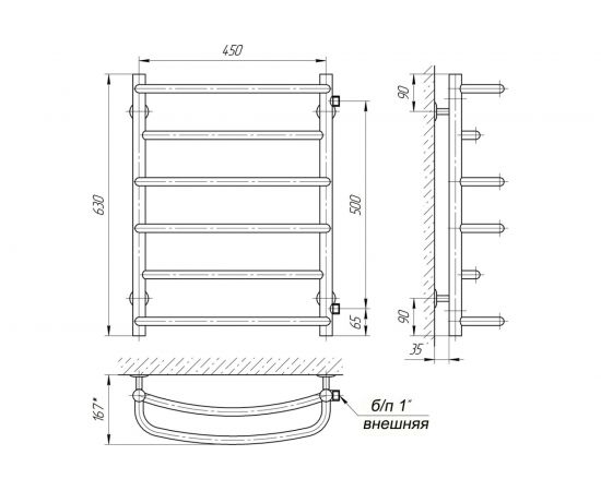 Полотенцесушитель Laris Евромикс П6 450/600 бок. подкл. 50 см 73207366 – изображение 2