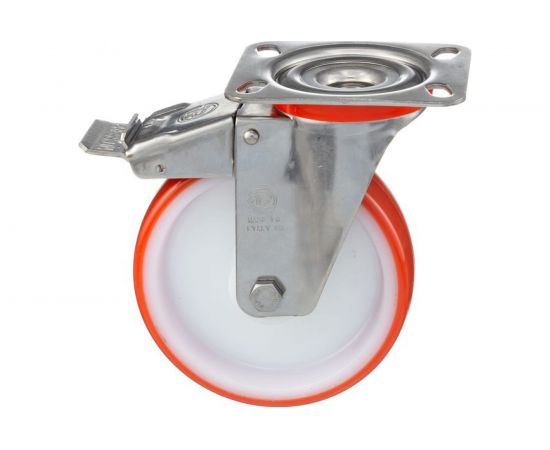 Колесо поворотное с тормозом (80/30 мм; 120 кг; полиуретан/полиамид) Tellure Rota 606601 – изображение 4