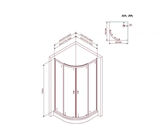 Душевое ограждение AM.PM X-Joy, Twin Slide без поддона, 90x90 W88G-205-090MT – изображение 8
