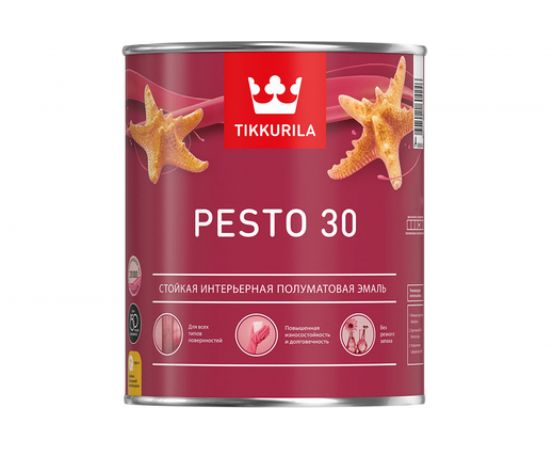 Стойкая эмаль TIKKURILA PESTO 30 алкидная, универсальная, полуматовая, база A 2,7л 700001171 