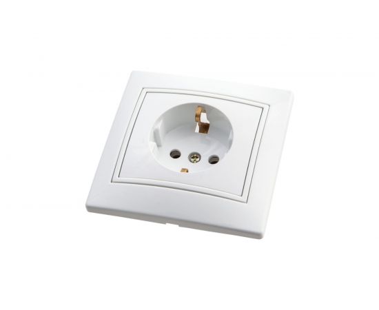 Одноместная розетка АБК-СИЛА, с заземляющим контактом 16А 220В ""ПАНДОРА"" белая 5401413 