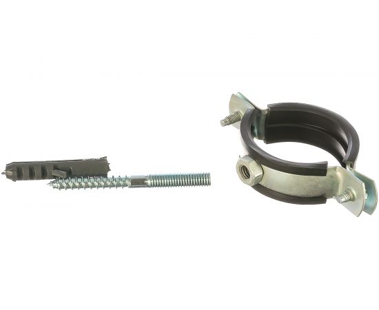 Сантехнический хомут для труб СИБРТЕХ 48-53 1 1/2"", резин, упл шпилька+дюбель 48168 