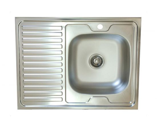 Мойка из нержавеющей стали Лидер 80х60 см, толщина 0.4 мм, правая 